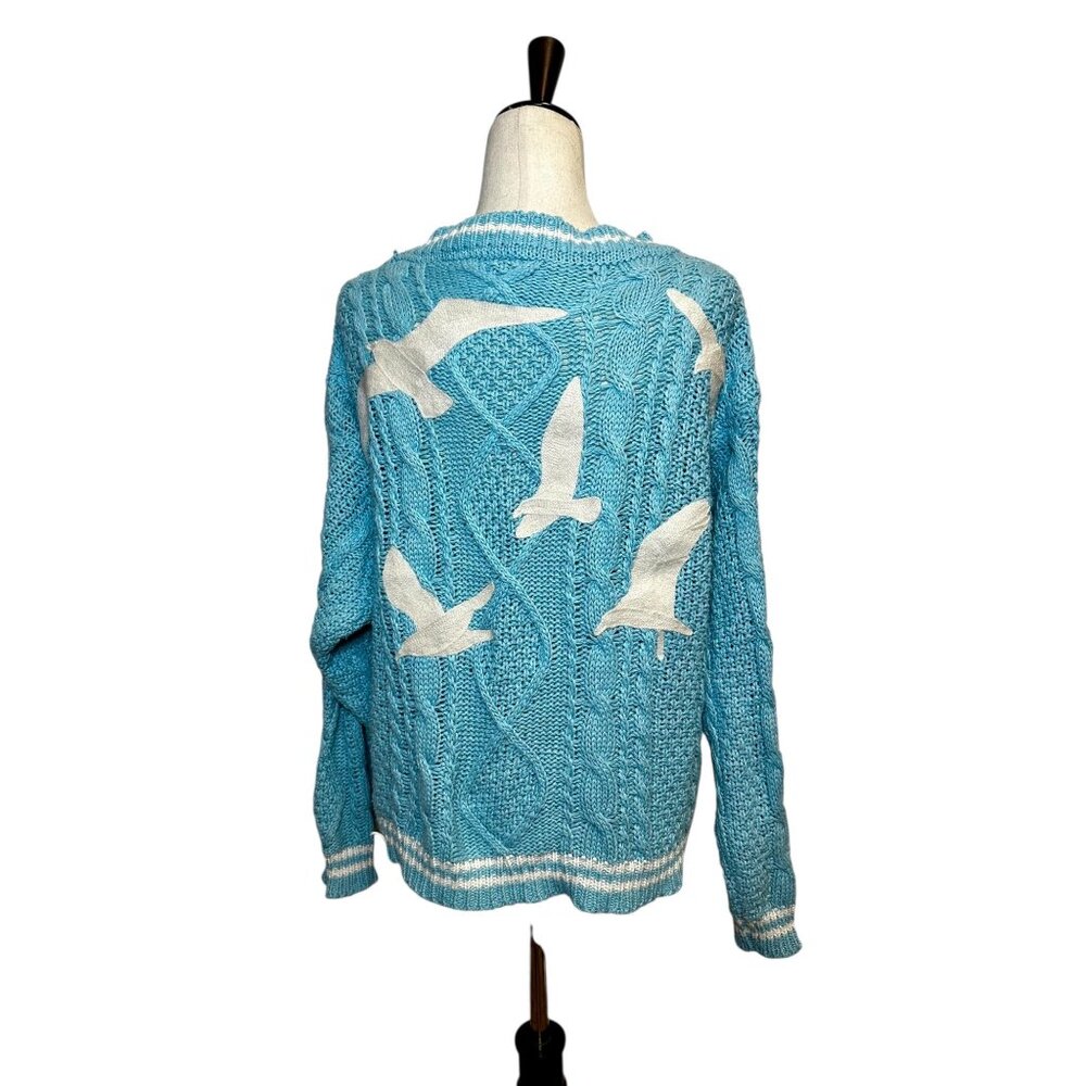 Taylor Swift 1989 Cardigan Blue Knit Sweater Seagull Print XS/SM - Picture 7 of 9